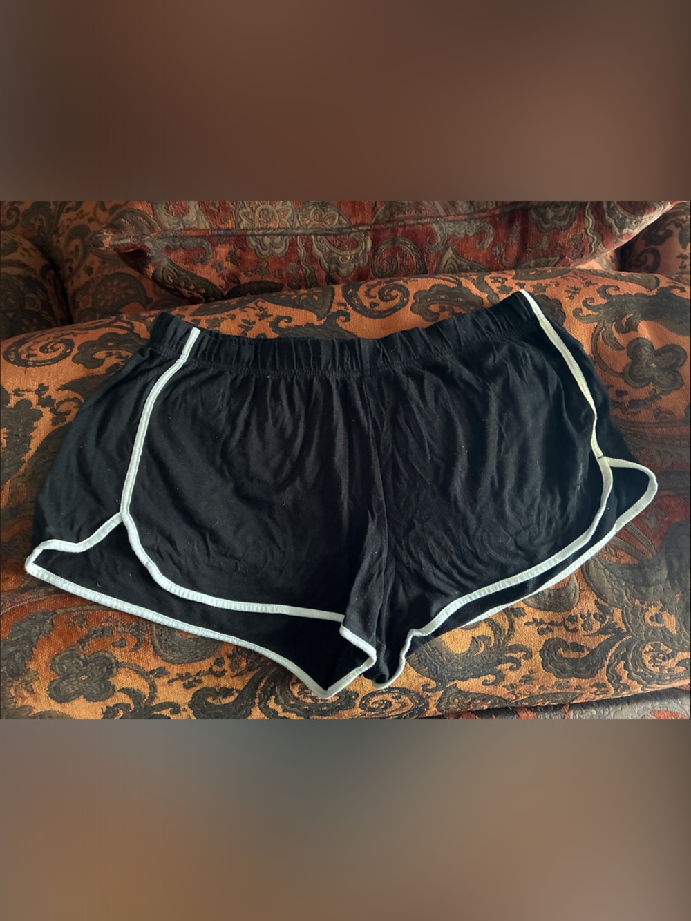 Women's Black Athletic Lounge Shorts with White Trim